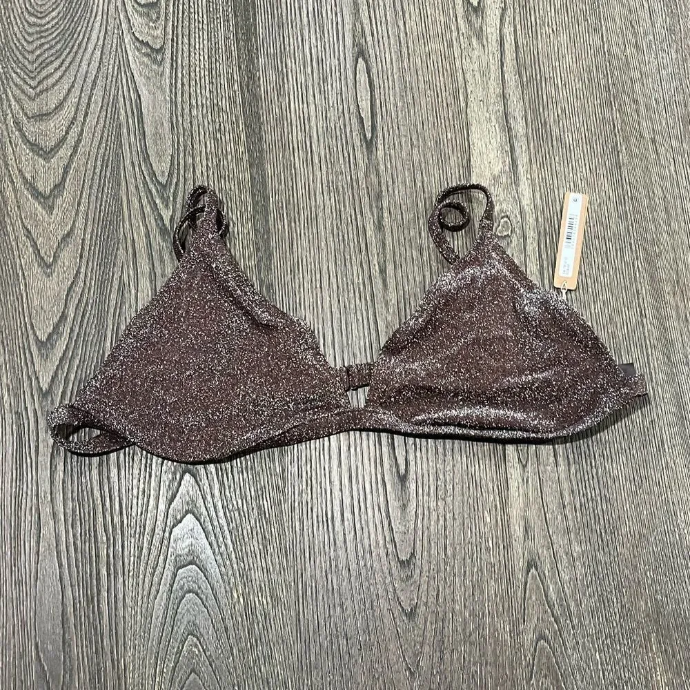 NWT Skims Gliter Swim Triangle Bikini Top Adjustable Straps Lined Cocoa Size 4X